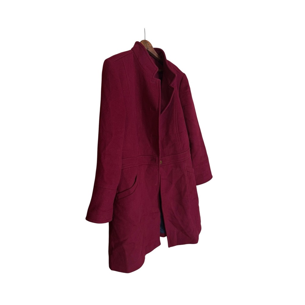 Talbots Womens Red Wool Blend Walker Coat Gold Crest Button Pleated Back Size 18 - Picture 3 of 8